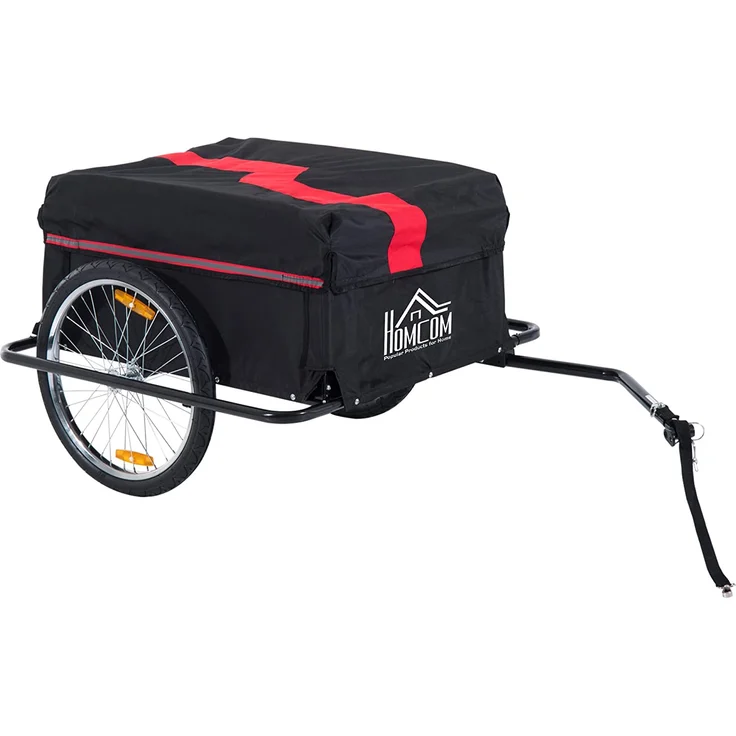 HOMCOM Transportanhänger für Fahrräder schwarz, rot – Bild 1