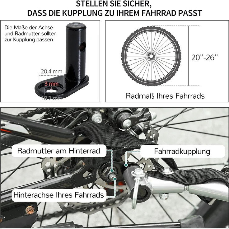 HOMCOM Transportanhänger für Fahrräder schwarz, rot – Bild 7