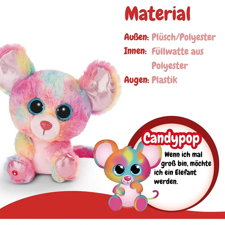 NICI Glubschis: Das Original – Glubschis Maus Candypop 25 cm – Kuscheltier Maus mit großen Augen – Flauschiges Plüschtier mit großen Glitzeraugen – Schmusetier für Kuscheltierliebhaber – 45567 – Bild 4