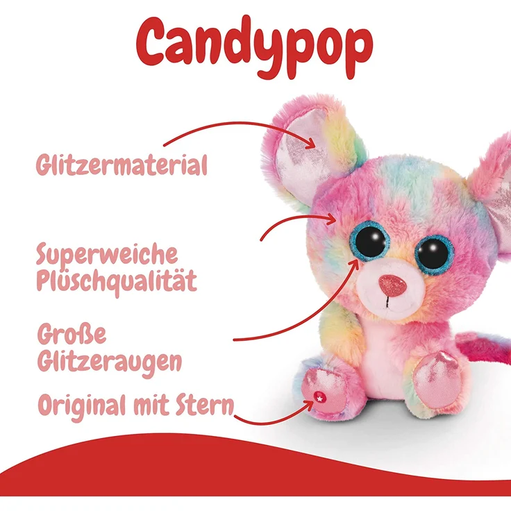 NICI Glubschis: Das Original – Glubschis Maus Candypop 25 cm – Kuscheltier Maus mit großen Augen – Flauschiges Plüschtier mit großen Glitzeraugen – Schmusetier für Kuscheltierliebhaber – 45567 – Bild 3