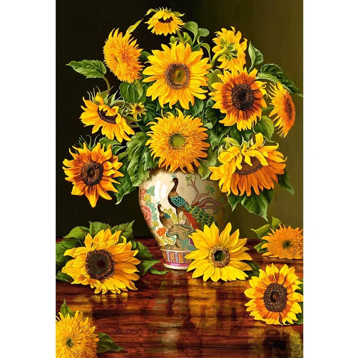 Castorland C-103843 Sunflowers in a Peacock Vase, 1000 Teile Puzzle, Bunt