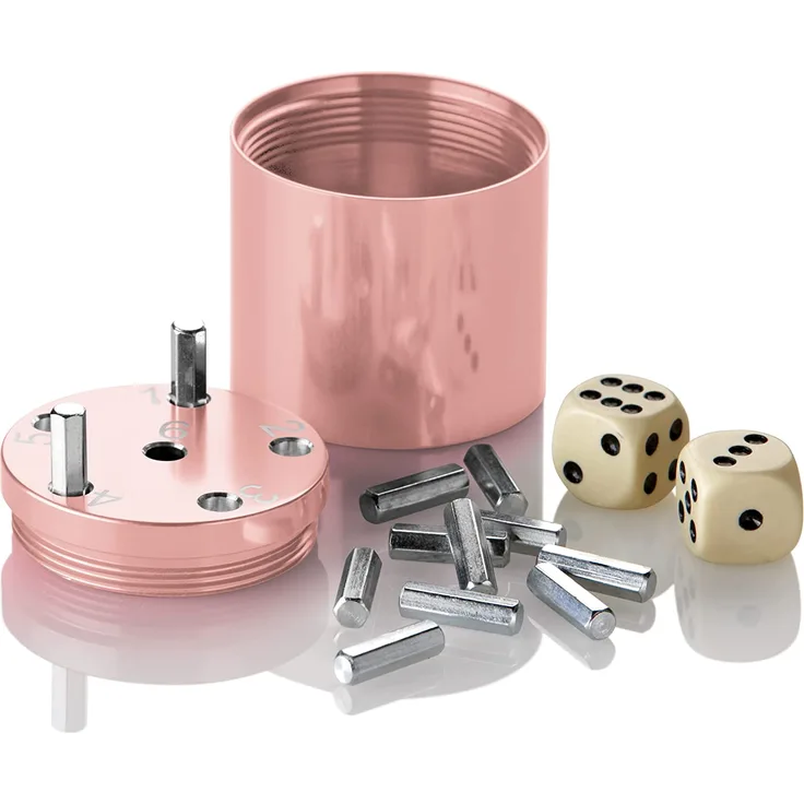 BestSaller 3006 'SUPER SIX' Aluminum 'Sonder Edition', 36 Spielstäbchen & 2 Würfel, roségold (1 Stück)