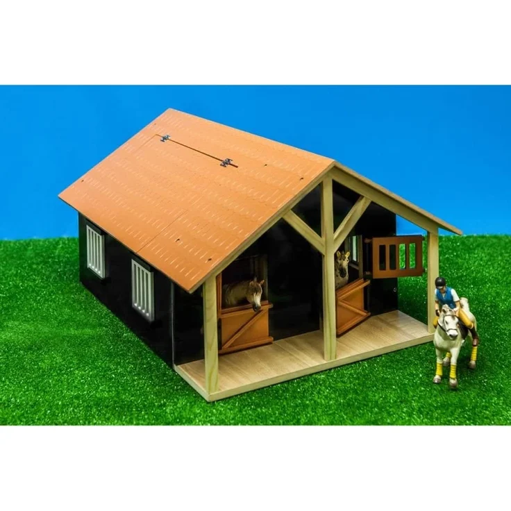 Idena Farm Pferdestall 1:24 2 Boxen 51 x 40 cm Holz natur – Bild 3