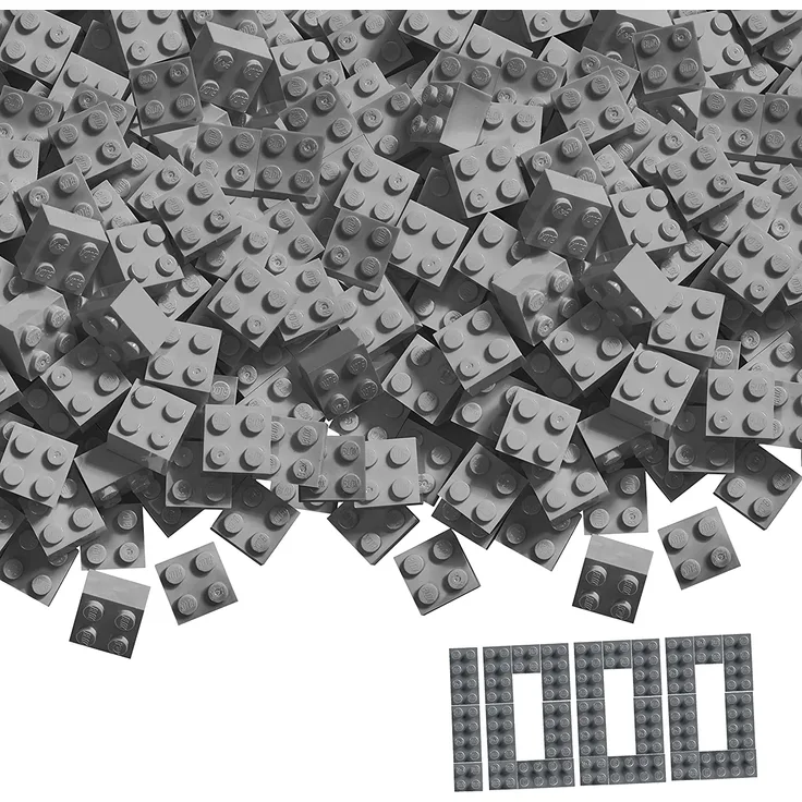 Simba 104114554 - Blox, 1000 graue Bausteine für Kinder ab 3 Jahren, 4er Steine, im Karton, hohe Qualität, vollkompatibel mit vielen anderen Herstellern
