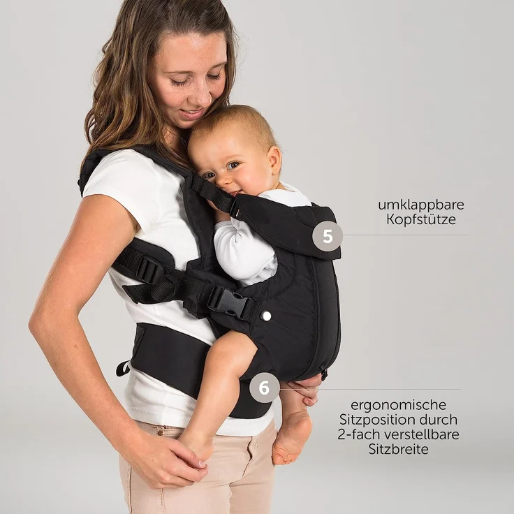 Fillikid - Ergonomische Babytrage/Kindertrage 4in1 - Bauchtrage, Rückentrage, variable Blickrichtung/mitwachsend, verstellbar - für Babys & Kleinkinder (3,5-15 kg) – Bild 5