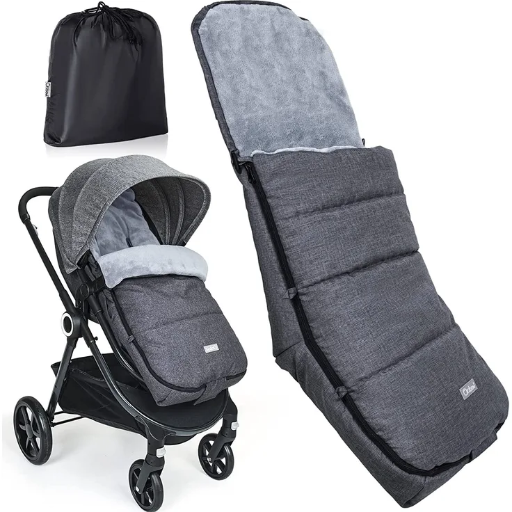 Orzbow Winterfußsack für Kinderwagen Buggy,Babyfußsack für Babyschale,Baby Fußsack Schlafsack, mit Reißverschluss Waschbar Verschließbarer passend für alle Kinderwagen (Grau)