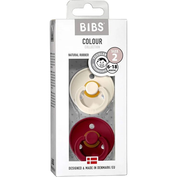 Bibs BIBS COLOR 2-PACK IVORY & RUBY M Hevea Rubber Calming Soother – Bild 3