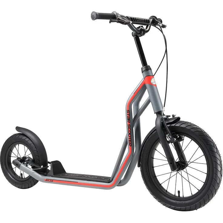 STAR SCOOTER Tretroller Kinderroller ab 8 Jahre | 16 Zoll 12 Zoll Mixed Edition | Grau