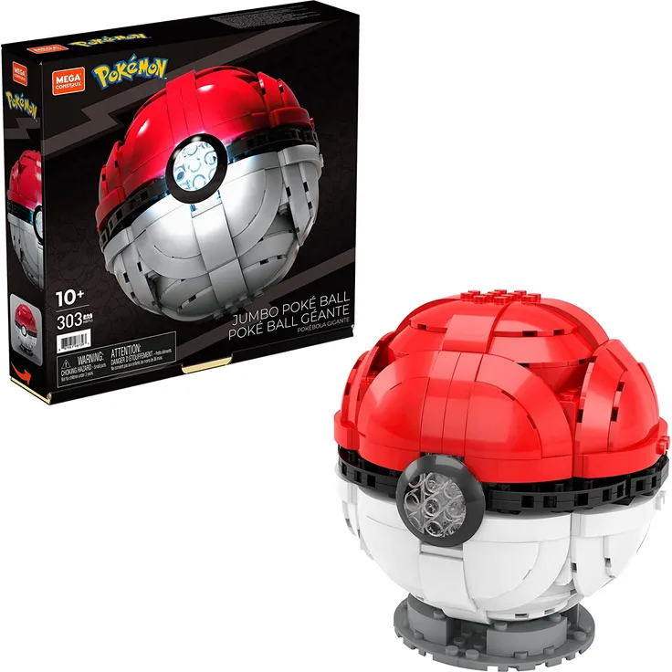 MEGA Construx HBF53 - Pokémon Jumbo Poké Ball Bauset, Bauspielzeug für Kinder, ab 8 Jahren