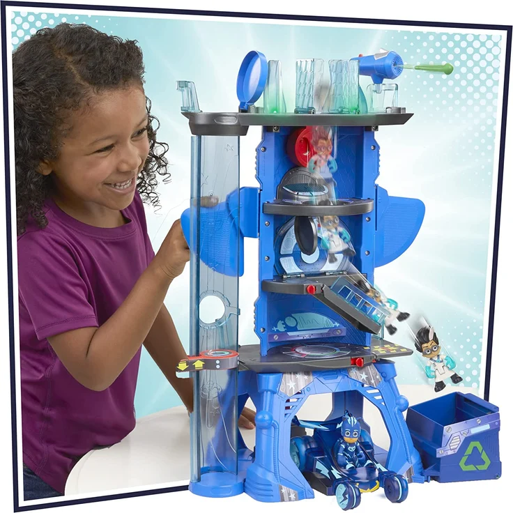 PJ Masks F2101 Deluxe Battle HQ Vorschulspielzeug, Hauptquartier Spielset mit 2 Actionfiguren und Fahrzeug für Kinder ab 3 Jahren – Bild 3