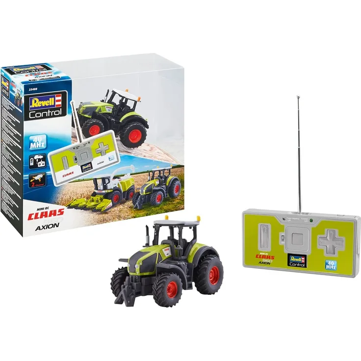 Revell Control 23488 Mini RC Traktor Claas Axion 960, 40 MHz Fernsteuerung mit Ladefunktion ferngesteuertes Auto, grün
