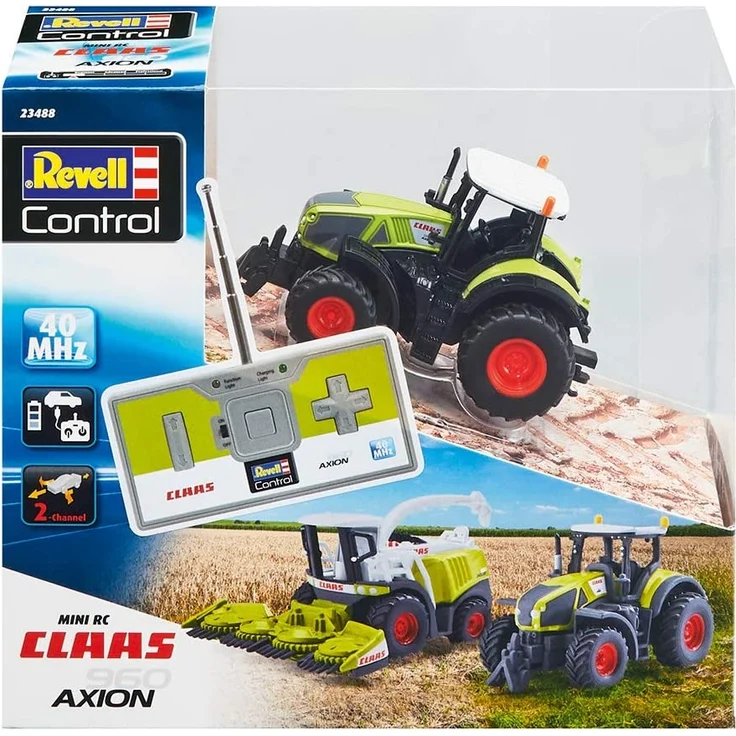 Revell Control 23488 Mini RC Traktor Claas Axion 960, 40 MHz Fernsteuerung mit Ladefunktion ferngesteuertes Auto, grün – Bild 2