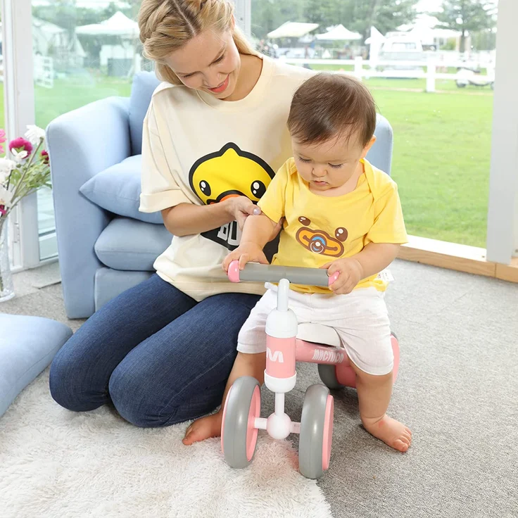 Kinder Laufrad ab 1 Jahr Balance Lauflernrad Spielzeug mit 4 Räder für 10-24 Monate Baby, Erst Rutschrad Fahrrad für Jungen Mädchen als Geschenke Rosa - Preisvergleich – Bild 6