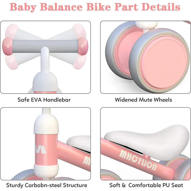 Kinder Laufrad ab 1 Jahr Balance Lauflernrad Spielzeug mit 4 Räder für 10-24 Monate Baby, Erst Rutschrad Fahrrad für Jungen Mädchen als Geschenke Rosa - Preisvergleich – Bild 2