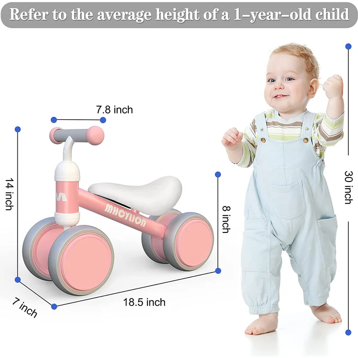 Kinder Laufrad ab 1 Jahr Balance Lauflernrad Spielzeug mit 4 Räder für 10-24 Monate Baby, Erst Rutschrad Fahrrad für Jungen Mädchen als Geschenke Rosa - Preisvergleich – Bild 3