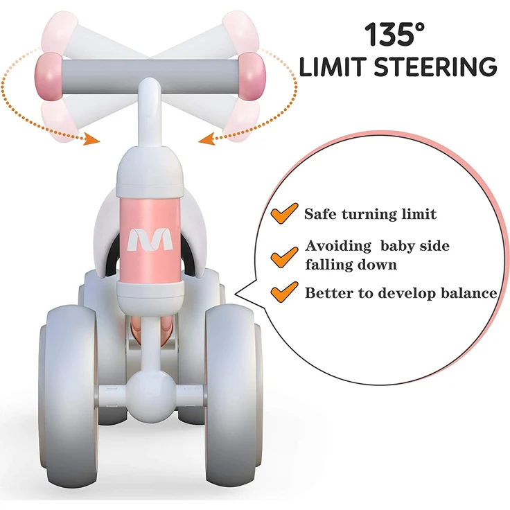 Kinder Laufrad ab 1 Jahr Balance Lauflernrad Spielzeug mit 4 Räder für 10-24 Monate Baby, Erst Rutschrad Fahrrad für Jungen Mädchen als Geschenke Rosa - Preisvergleich – Bild 4