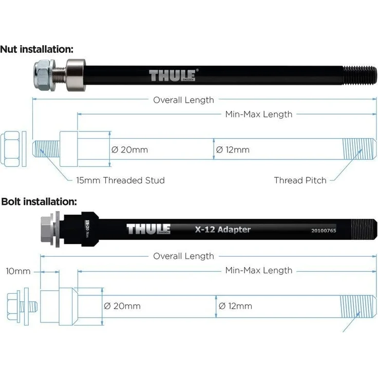 Thule Steckachse, Größe: M12X1,0; 160-172mm – Bild 2
