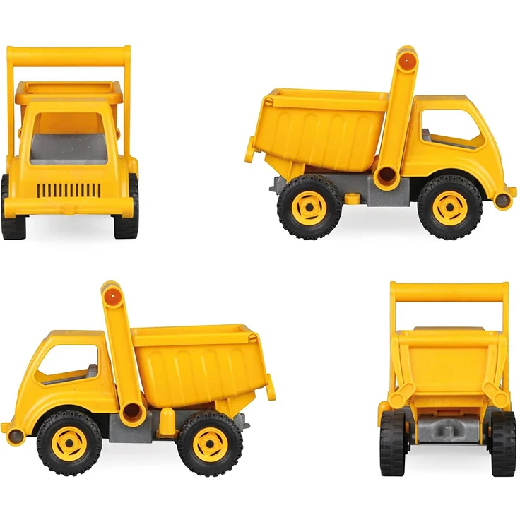 Lena 4210 EcoActives LKW Kipper, Baustellenfahrzeug ca. 27 cm, robuster Kipplaster, natürlicher Holzgeruch durch ökologischen Holzanteil, Muldenkipper für Kinder ab 2 Jahre, Spielfahrzeug in gelb – Bild 2