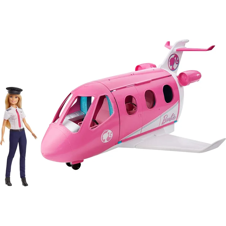 Barbie GJB33 - Reise Traumflugzeug Flugzeug mit Puppe und Zubehör, Puppen Spielzeug ab 3 Jahren