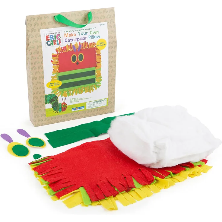 Small Foot 10665 Bastelset Die kleine Raupe Nimmersatt für EIN buntes Kissen, inkl. Kissenbezug, Filzaugen und Füllmaterial, in praktischer Tragetasche, fördert die Kreativität
