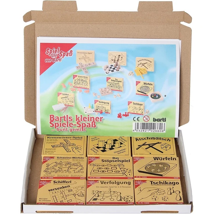 Bartl 500278 9 beliebte Mini-Spiele aus Holz für Erwachsene und Kinder - Preisvergleich – Bild 2