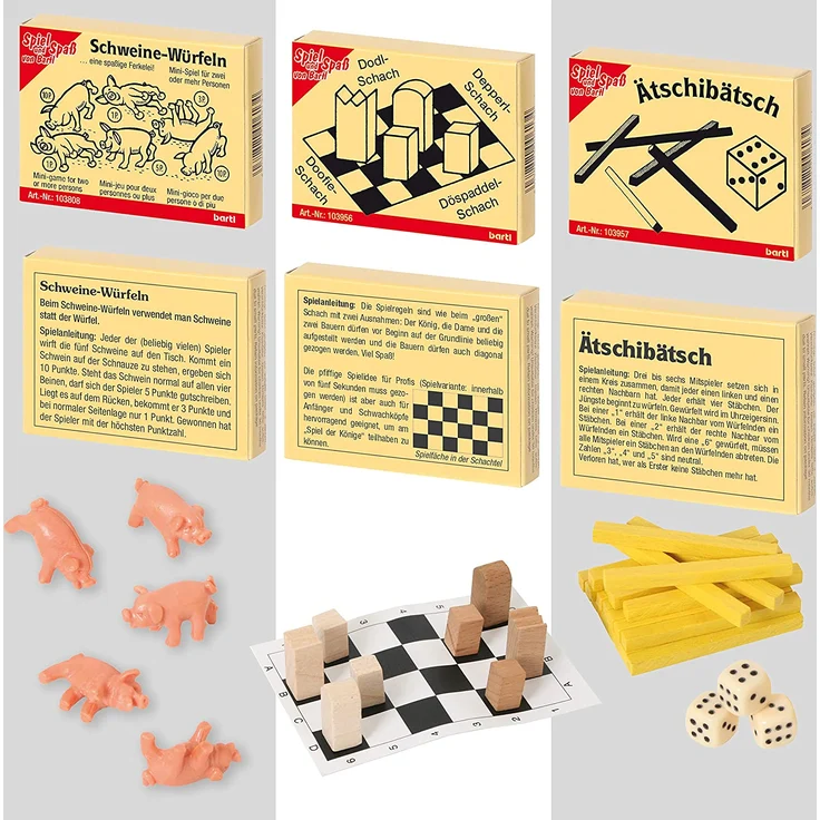 Bartl 500278 9 beliebte Mini-Spiele aus Holz für Erwachsene und Kinder - Preisvergleich – Bild 3