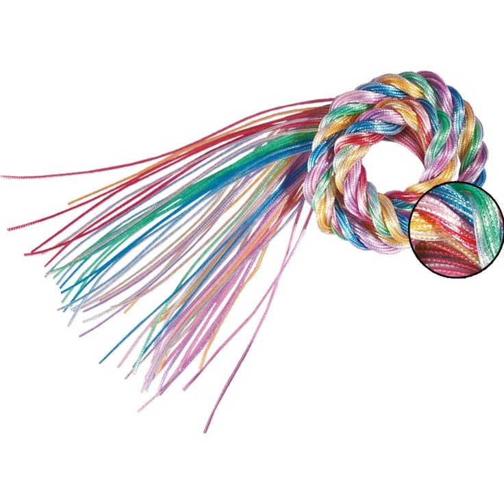 folia 733050 - Metallic Mix Scoubidou Flechtschnüre, mit goldenem/silbernem Fadeneinzug, 50 Stück sortiert in 10 verschiedenen Farben - ideal zum Flechten von Armbändern, Schlüsselanhängern, usw. – Bild 2