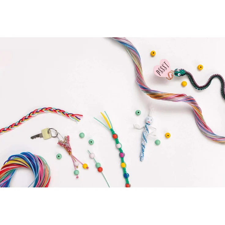 folia 733050 - Metallic Mix Scoubidou Flechtschnüre, mit goldenem/silbernem Fadeneinzug, 50 Stück sortiert in 10 verschiedenen Farben - ideal zum Flechten von Armbändern, Schlüsselanhängern, usw. – Bild 4