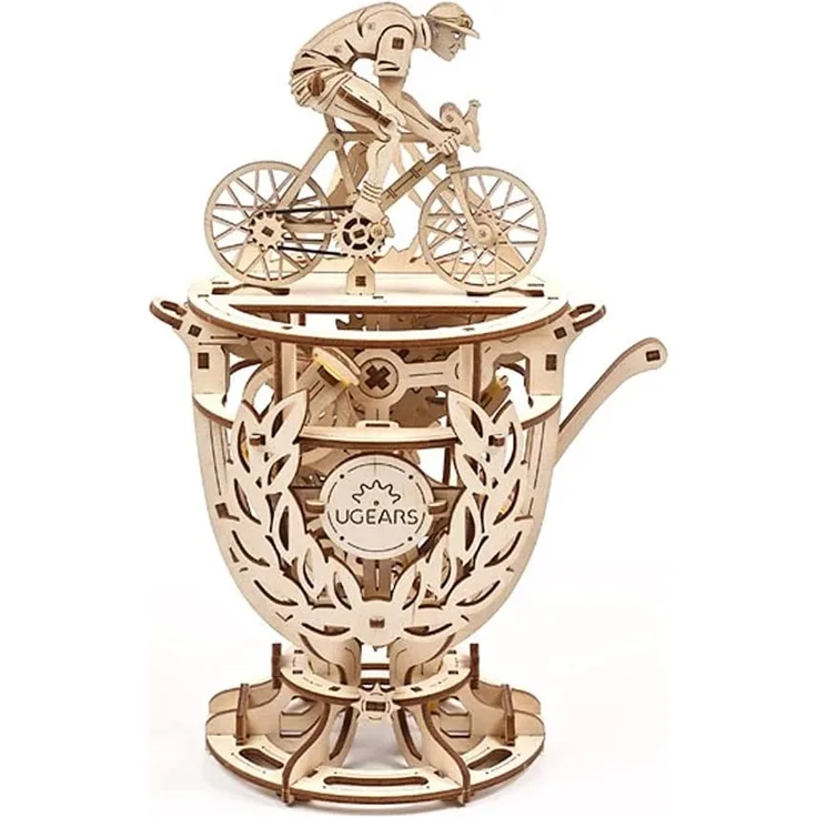 UGEARS 3D Puzzle Erwachsene Automaton Cyclist - DIY 3D Modellbausatz - Tour De France Cup Fahrrad 3D Holzpuzzle Erwachsene und Jugendliche - Mechanische Modell Holzbausatz - Radsportler Geschenke