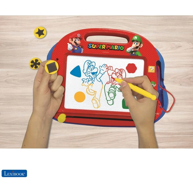 Lexibook - CRNI550 Magische magnetische Nintendo Super Mario Zeichentafel, Magnettafel für Kinder, künstlerisches kreatives Spielzeug für Mädchen und Jungen, Stift und Magnete, Blau/Rot – Bild 3