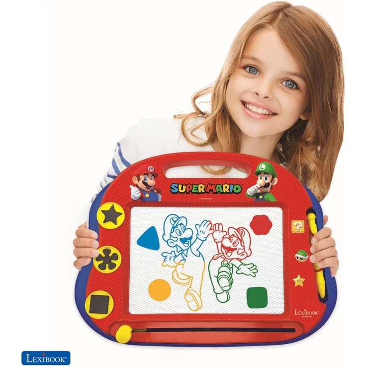 Lexibook - CRNI550 Magische magnetische Nintendo Super Mario Zeichentafel, Magnettafel für Kinder, künstlerisches kreatives Spielzeug für Mädchen und Jungen, Stift und Magnete, Blau/Rot – Bild 2