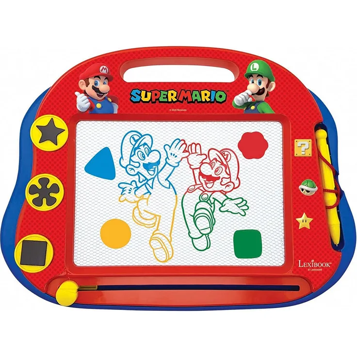 Lexibook - CRNI550 Magische magnetische Nintendo Super Mario Zeichentafel, Magnettafel für Kinder, künstlerisches kreatives Spielzeug für Mädchen und Jungen, Stift und Magnete, Blau/Rot