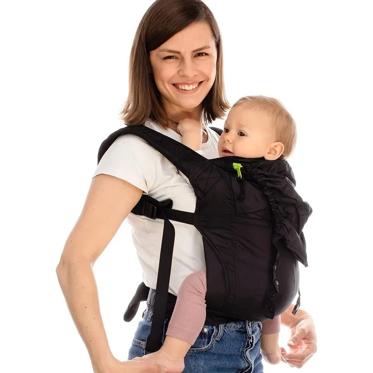 Boba Air Federleichte Babytrage und Kindertrage - Baby Trage ab 3 Monaten (7-20kg) - Kindertragerucksack und Baby Tragetasche mit 2 Tragepositionen (Bauch/Rücken) - Schwarz
