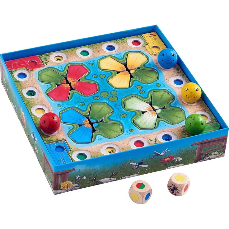 HABA 305272 - Wetthüpfen, Würfelspiel für Kinder von 3 bis 7 Jahren mit unterschiedlichen Spielvarianten, Spielmaterial aus stabiler Pappe und Holz, Spiel ab 3 Jahren – Bild 3