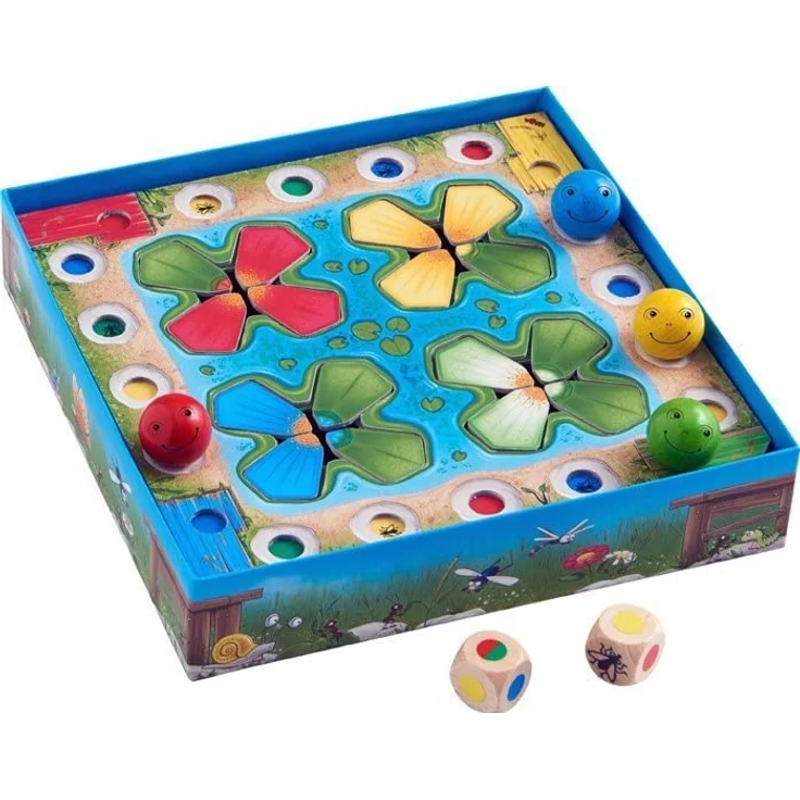 HABA 305272 - Wetthüpfen, Würfelspiel für Kinder von 3 bis 7 Jahren mit unterschiedlichen Spielvarianten, Spielmaterial aus stabiler Pappe und Holz, Spiel ab 3 Jahren – Bild 6