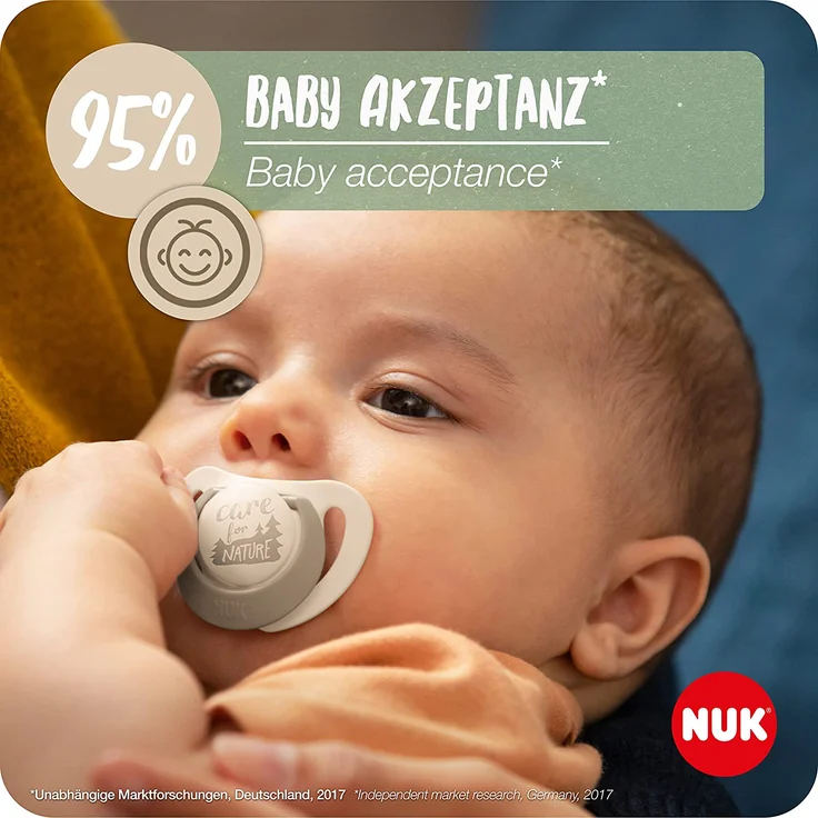 NUK for Nature Babyschnuller | 6-18 Monate | Nachhaltige Gummischnuller | Über 98 % natürliche Rohstoffe | Eukalyptusgrün | 2 Stück – Bild 4