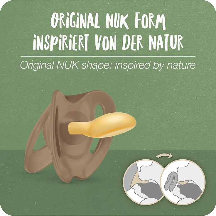 NUK for Nature Babyschnuller | 6-18 Monate | Nachhaltige Gummischnuller | Über 98 % natürliche Rohstoffe | Eukalyptusgrün | 2 Stück – Bild 2