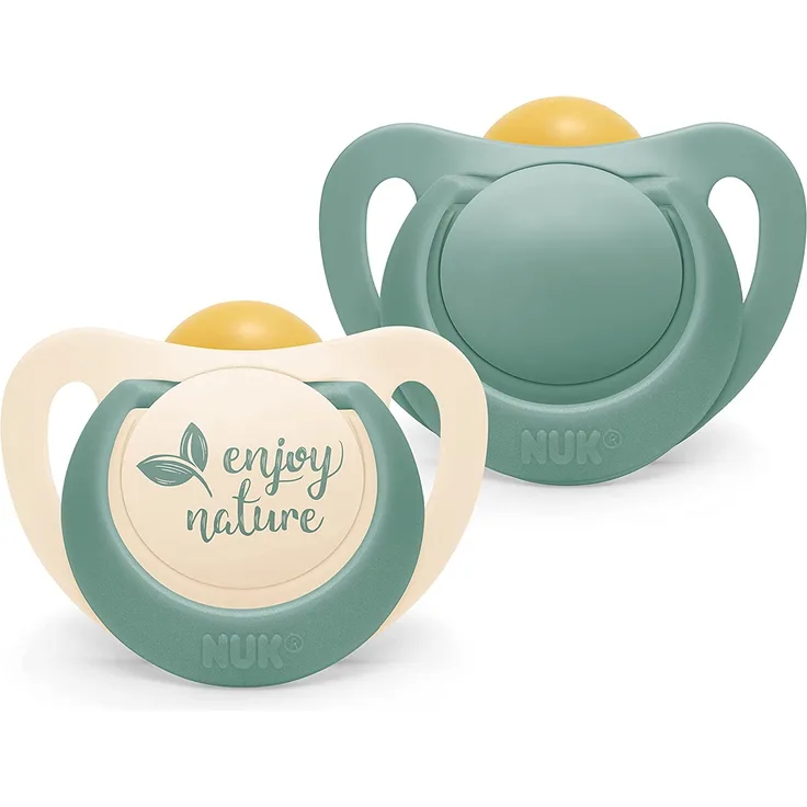 NUK for Nature Babyschnuller | 6-18 Monate | Nachhaltige Gummischnuller | Über 98 % natürliche Rohstoffe | Eukalyptusgrün | 2 Stück