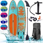 BRAST SUP Board Summer Aufblasbares Stand up Paddle Set 320x81x15cm Türkis inkl. 2in1 Paddel Kajak-Sitz Action-Cam-Halterung Fußschlaufe Pumpe Rucksack
