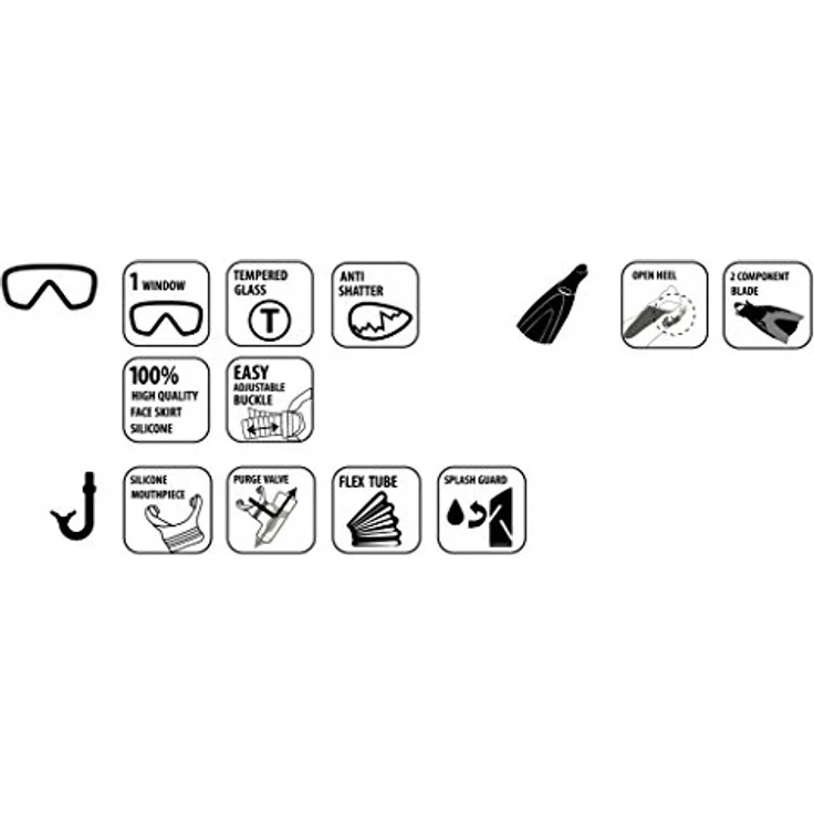 Schildkröt Kinder-Schnorchelset Bermuda 3-teilig, Brille, Schnorchel, verstellbare Flossen in verschiedenen Größen 33-37, ABC Set, Junior Tauchset, hochwertiges Silikon, perfekte Passform – Bild 6