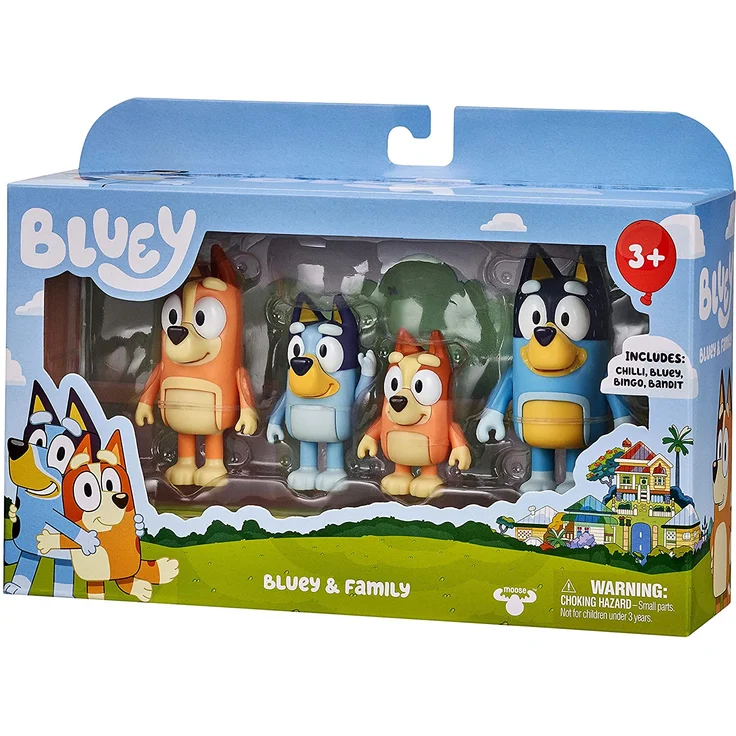 Bluey 4er-Figuren-Set: Bluey und ihre Familie: Bluey, Bingo, Bandit und Chilli; 6,3 - 7,6 cm große Figuren mit beweglichen Gelenken – offizieller Bluey-Sammelartikel - Preisvergleich – Bild 5