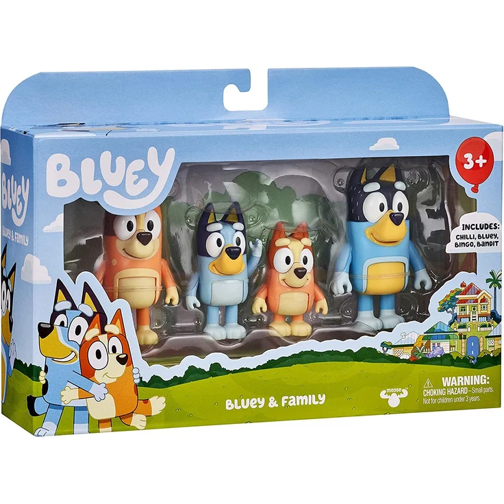 Bluey 4er-Figuren-Set: Bluey und ihre Familie: Bluey, Bingo, Bandit und Chilli; 6,3 - 7,6 cm große Figuren mit beweglichen Gelenken – offizieller Bluey-Sammelartikel - Preisvergleich – Bild 10