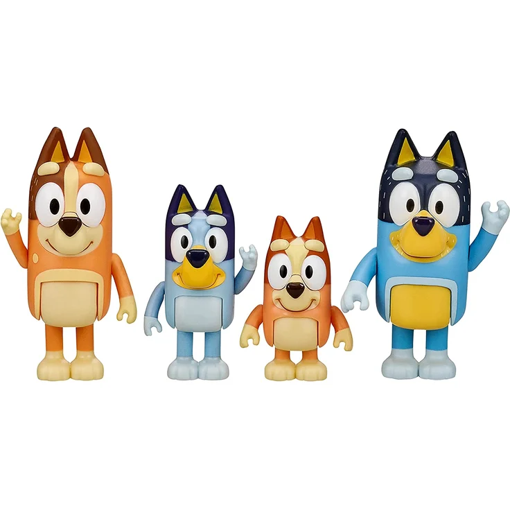 Bluey 4er-Figuren-Set: Bluey und ihre Familie: Bluey, Bingo, Bandit und Chilli; 6,3 - 7,6 cm große Figuren mit beweglichen Gelenken – offizieller Bluey-Sammelartikel - Preisvergleich – Bild 1