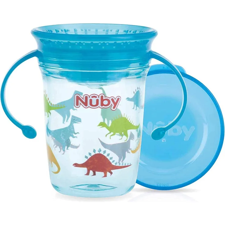 Nuby - Tritan 360° Wonder Cup mit Handgriffen - Aqua - 240ml - 6 Monate, Blau