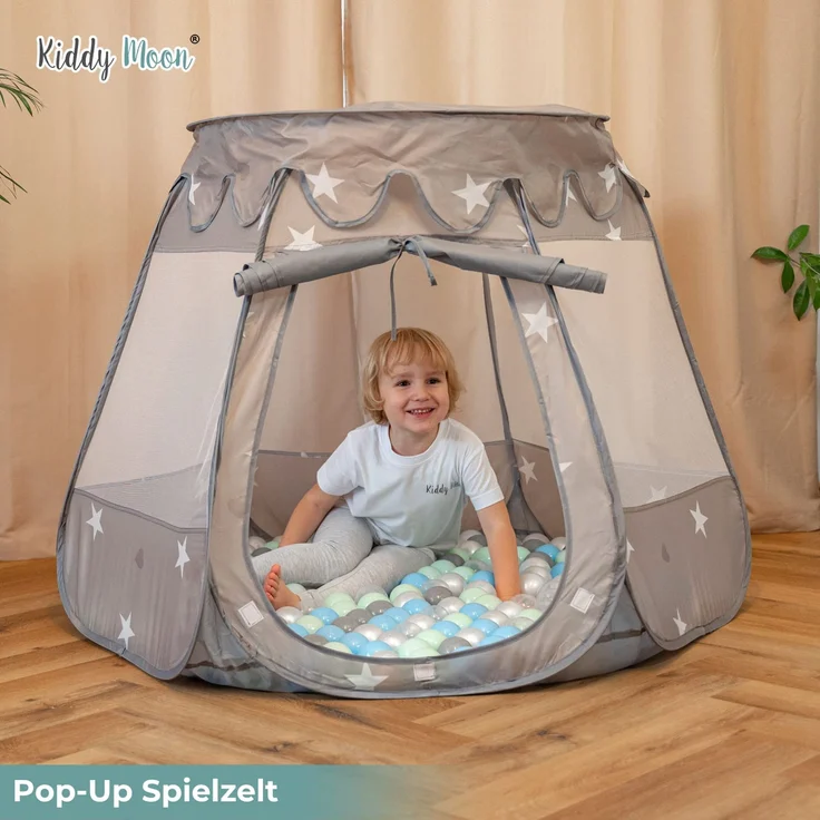 Selonis Baby Spielzelt Mit Plastikbällen Zelt 105X90cm/600 Stück Bälle Plastikkugel Kinder, Minze:Gelb/Grün/Blau/Rot/Orange – Bild 2