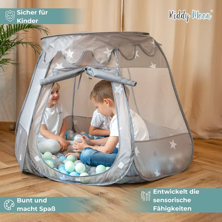 Selonis Baby Spielzelt Mit Plastikbällen Zelt 105X90cm/600 Stück Bälle Plastikkugel Kinder, Minze:Gelb/Grün/Blau/Rot/Orange – Bild 5
