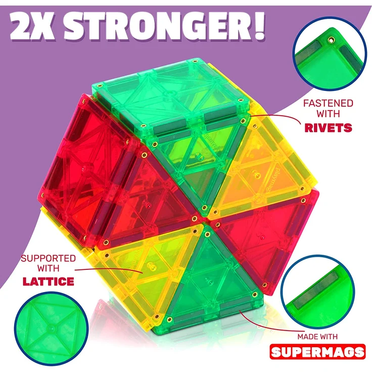 Playmags 100 Stück Super Set: Mit stärksten Magneten garantiert, robust, super haltbar mit lebendigen klaren Farbe Fliesen. 18-teiliges Clickins-Zubehör für mehr Kreativität - Preisvergleich – Bild 3
