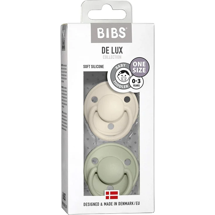 BIBS De Lux Schnuller 2er Pack | BPA-frei | Kirschform Nippel | 0-36 Monate Sage & Ivory – Bild 3