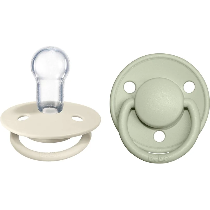 BIBS De Lux Schnuller 2er Pack | BPA-frei | Kirschform Nippel | 0-36 Monate Sage & Ivory – Bild 1