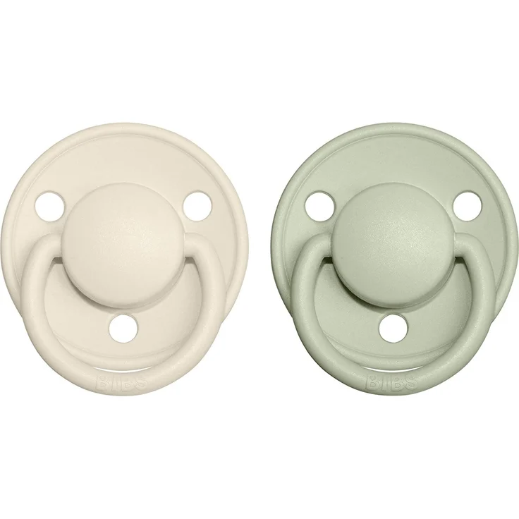 BIBS De Lux Schnuller 2er Pack | BPA-frei | Kirschform Nippel | 0-36 Monate Sage & Ivory – Bild 2